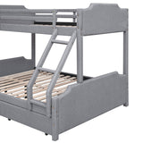 Twin over Full Size Upholstery Bunk Bed with Two Drawers and Slide,Convertible Slide and Ladder, Headboard and Footboard,Grey - Home Elegance USA