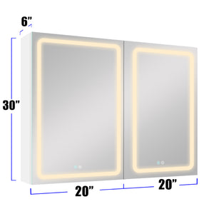 40x30 Inch LED Bathroom Medicine Cabinet Surface Mount Double Door Lighted Medicine Cabinet, Medicine Cabinets for Bathroom with Mirror Defogging, Dimmer White - W995S00067 - image - 17