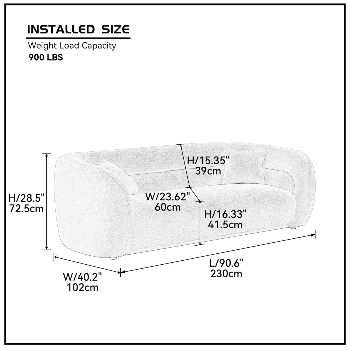 Mid Century Modern Curved Living Room Sofa, 3-Seat Boucle Fabric Couch for Bedroom, Office, Apartment, White Home Elegance USA