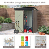 TOPMAX Patio 5ft Wx3ft. L Garden Shed, Metal Lean-to Storage Shed with Lockable Door, Tool Cabinet for Backyard, Lawn, Garden, Brown