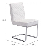 Zuo Quilt Armless Dining Chair White - Set Of 2