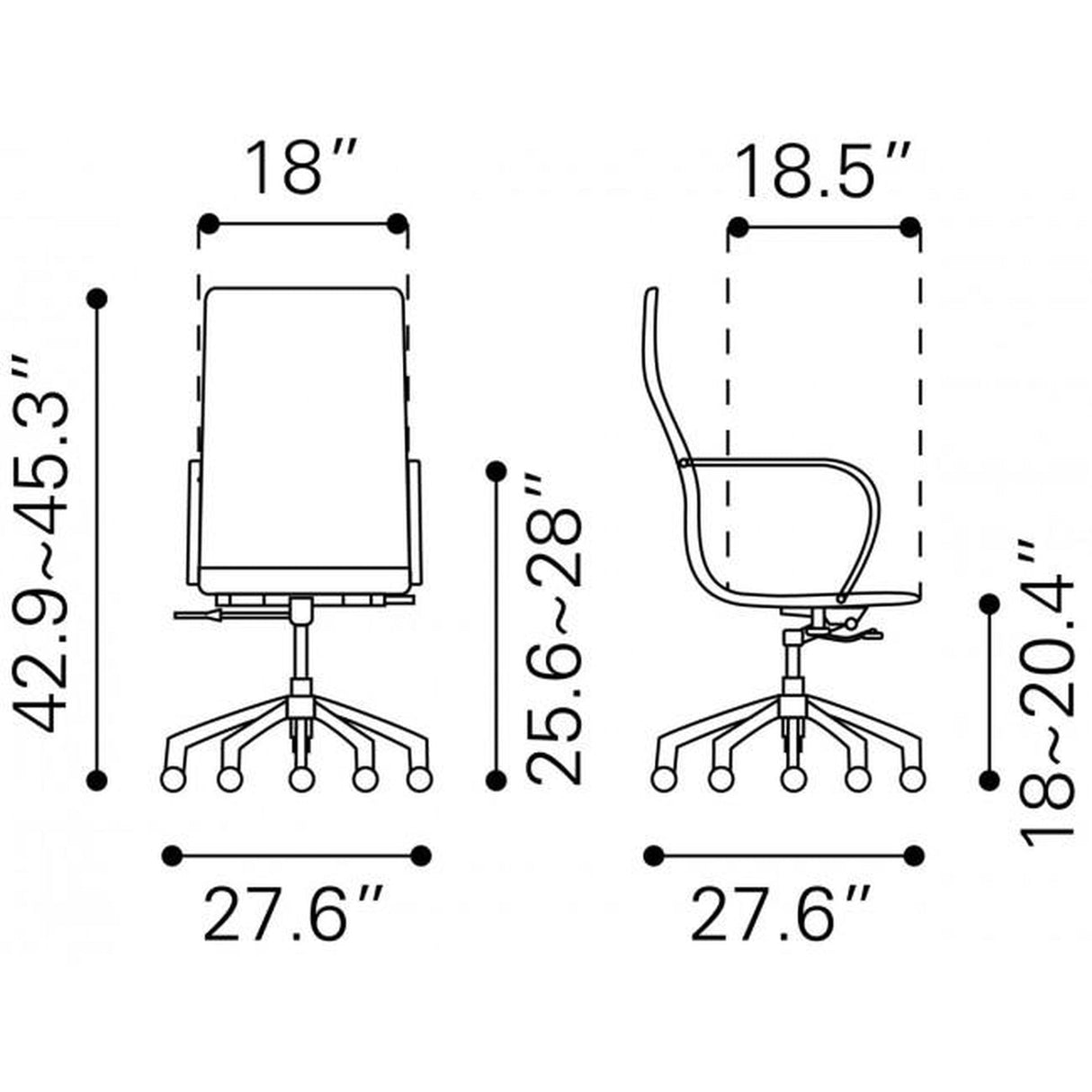 Zuo Glider High Back Office Chair