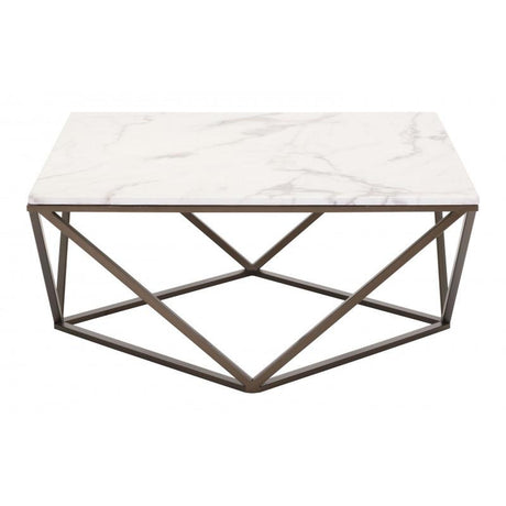 Zuo Tintern Coffee Table Stone & Antique Brass