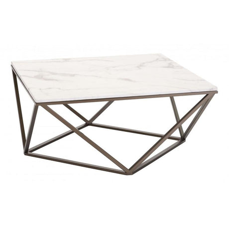 Zuo Tintern Coffee Table Stone & Antique Brass