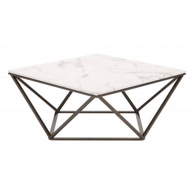 Zuo Tintern Coffee Table Stone & Antique Brass