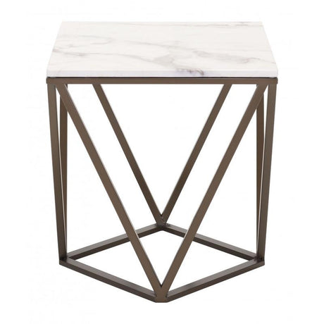 Zuo Tintern End Table Stone & Antique Brass