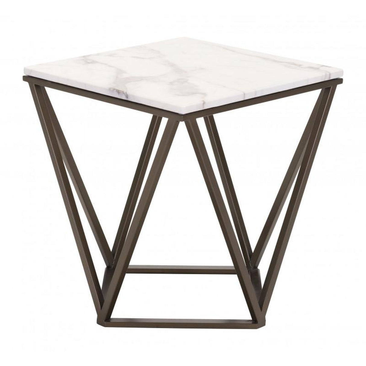 Zuo Tintern End Table Stone & Antique Brass