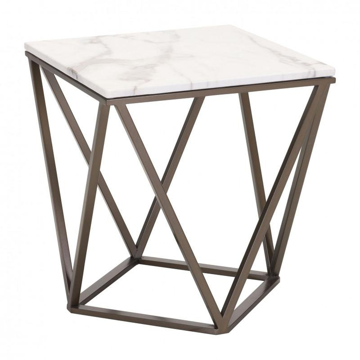 Zuo Tintern End Table Stone & Antique Brass