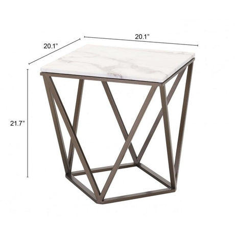 Zuo Tintern End Table Stone & Antique Brass