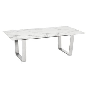 Atlas Coffee Table Faux Marble Top & Stainless Steel Frame | Zuo Modern