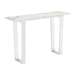 Atlas Console Table Faux Marble Top & Brushed Steel Base Modern | Zuo Modern