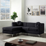 Chloe Black Velvet Sectional Sofa Chaise with USB Charging Port - Home Elegance USA