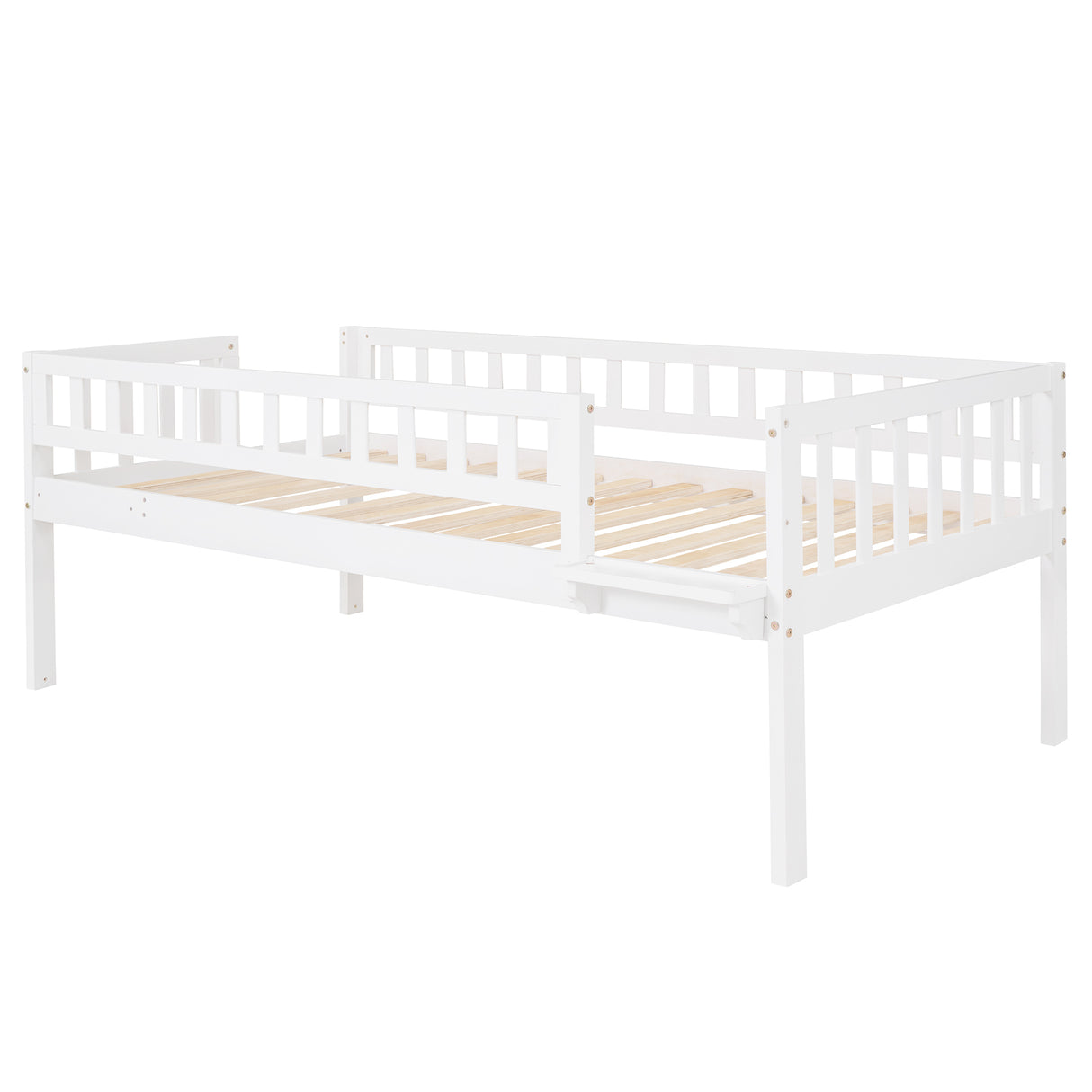 Twin-Over-Twin-Over-Twin Triple Bed with Built-in Ladder and Slide, Triple Bunk Bed with Guardrails, White(OLD SKU: LP000051AAK) - Home Elegance USA