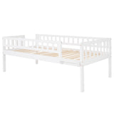 Twin-Over-Twin-Over-Twin Triple Bed with Built-in Ladder and Slide, Triple Bunk Bed with Guardrails, White(OLD SKU: LP000051AAK) - Home Elegance USA