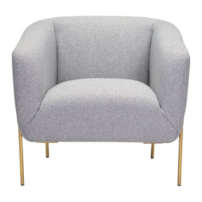 Micaela Arm Chair Gray Fabric & Gold Frame Modern Lounge | Zuo Modern