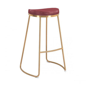 Bree Barstool Set of 2 Faux Leather Seat & Gold Stainless Legs | Zuo Modern