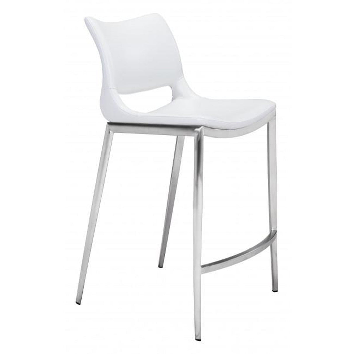 Zuo Ace Counter Chair White & Silver - Set Of 2