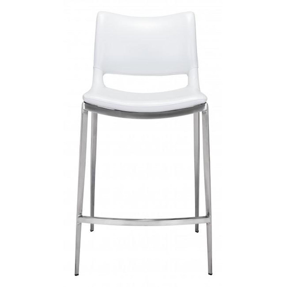 Zuo Ace Counter Chair White & Silver - Set Of 2