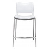 Zuo Ace Counter Chair White & Silver - Set Of 2