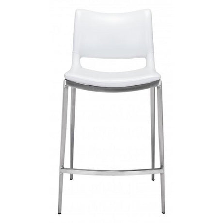 Zuo Ace Counter Chair White & Silver - Set Of 2