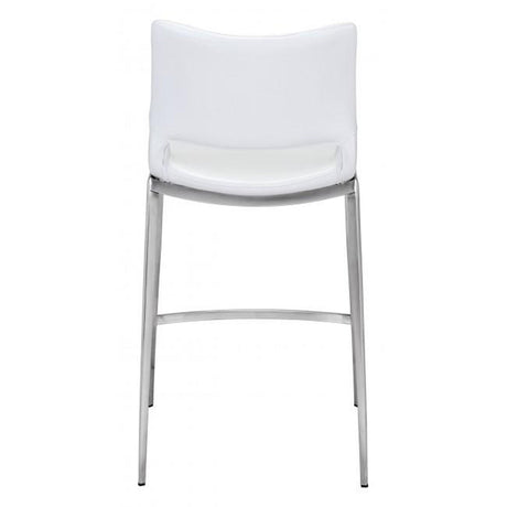 Zuo Ace Counter Chair White & Silver - Set Of 2