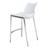 Zuo Ace Counter Chair White & Silver - Set Of 2