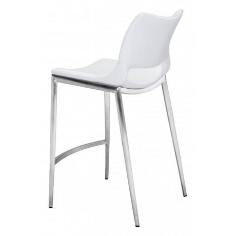 Zuo Ace Counter Chair White & Silver - Set Of 2