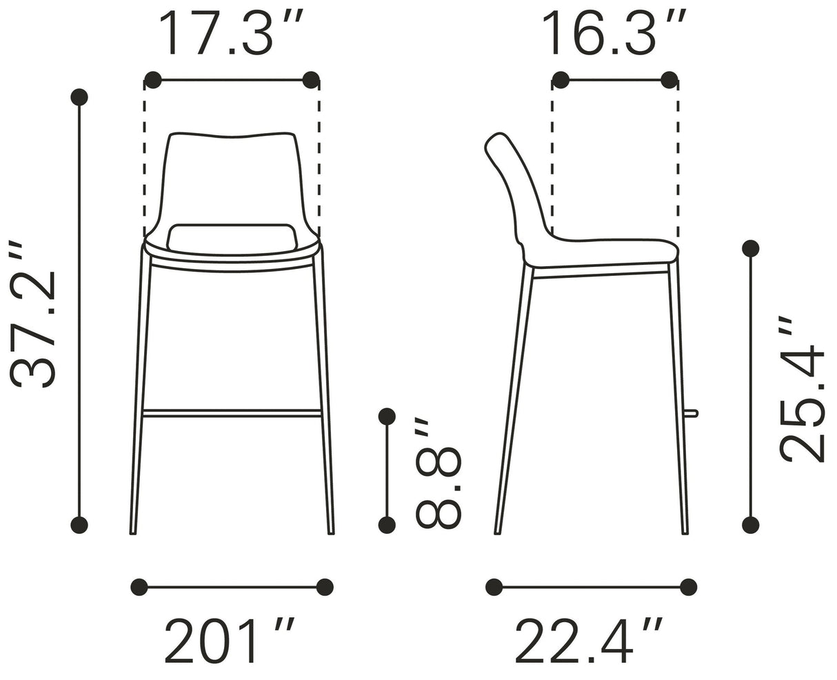 Zuo Ace Counter Chair - Set Of 2