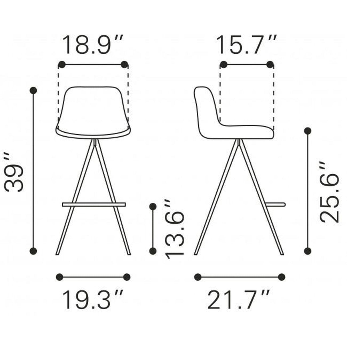 Zuo Aki Counter Chair - Set Of 2