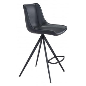 Aki Counter Chair Set of 2 Faux Leather Seat & Black Legs | Zuo Modern