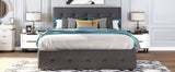 Upholstered Platform Bed with 2 Drawers and 1 Twin XL Trundle,  Linen Fabric, Queen Size - Dark Gray(OLD SKU :LP000314AAE) - Home Elegance USA