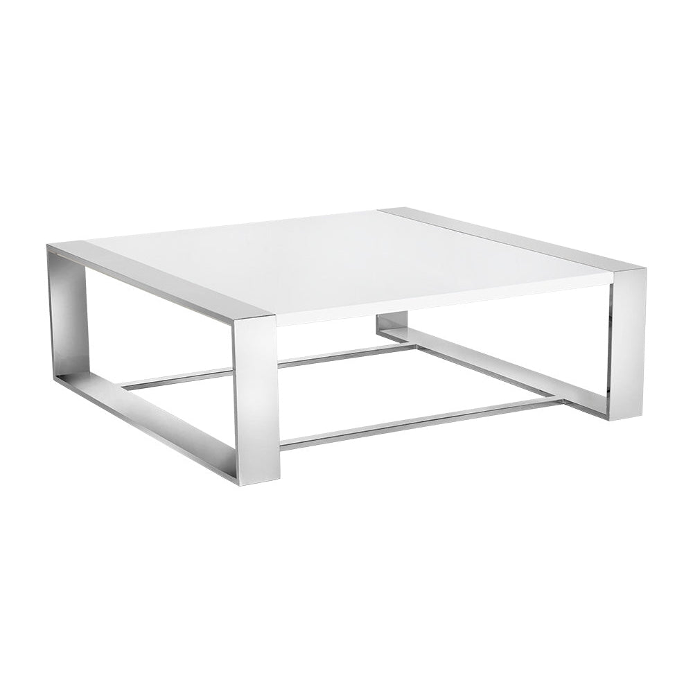 Dalton Coffee Table - Stainless Steel - High Gloss White | Sunpan - SUNPAN - 101646 - Home Elegance USA - 1