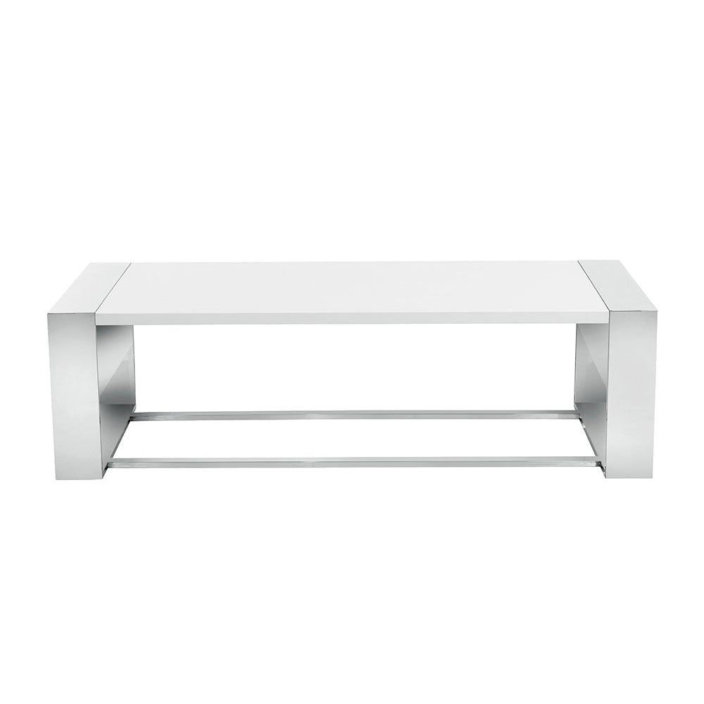 Dalton Coffee Table - Stainless Steel - High Gloss White | Sunpan - SUNPAN - 101647 - Home Elegance USA - 4