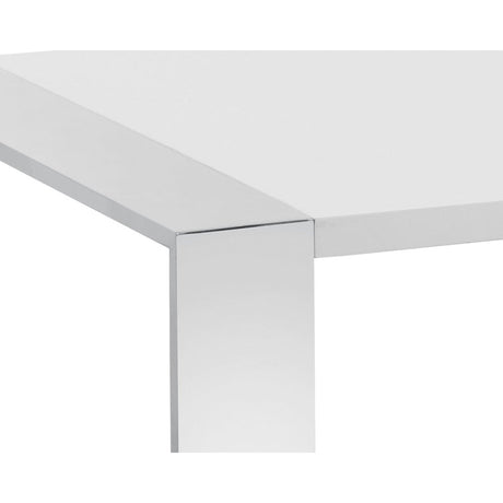 Dalton Coffee Table - Stainless Steel - High Gloss White | Sunpan - SUNPAN - 101647 - Home Elegance USA - 5