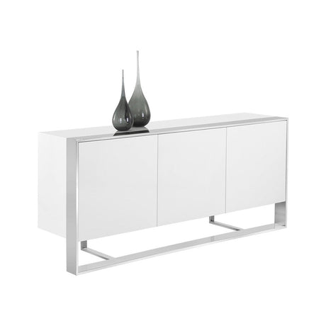 Dalton Sideboard - Stainless Steel - High Gloss White | Sunpan - SUNPAN - 101658 - Home Elegance USA - 1