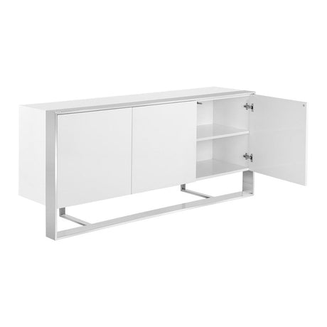 Dalton Sideboard - Stainless Steel - High Gloss White | Sunpan - SUNPAN - 101658 - Home Elegance USA - 3