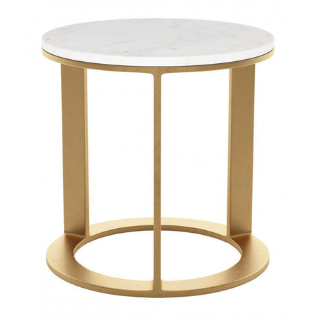 Zuo Helena Side Table White & Gold