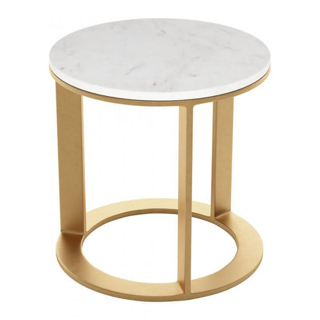 Zuo Helena Side Table White & Gold