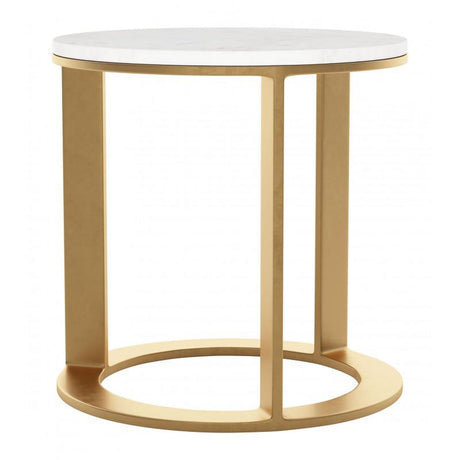 Zuo Helena Side Table White & Gold