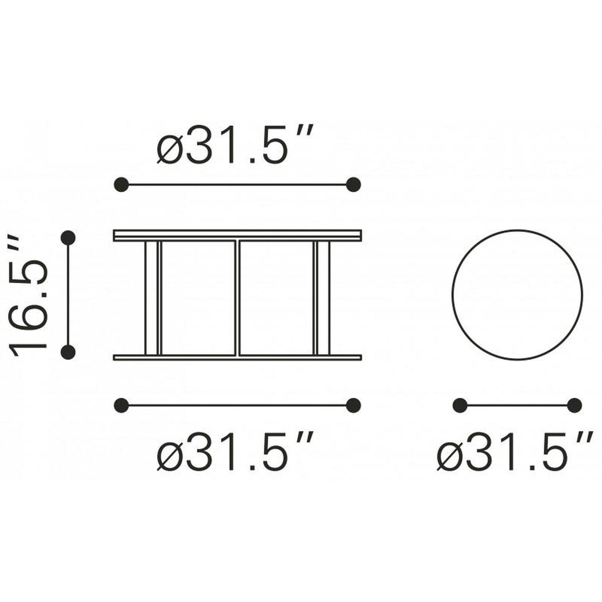 Zuo Helena Coffee Table White & Gold