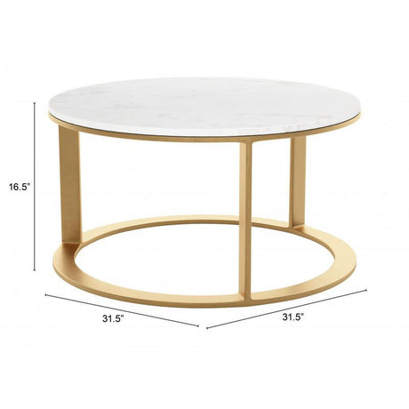 Zuo Helena Coffee Table White & Gold