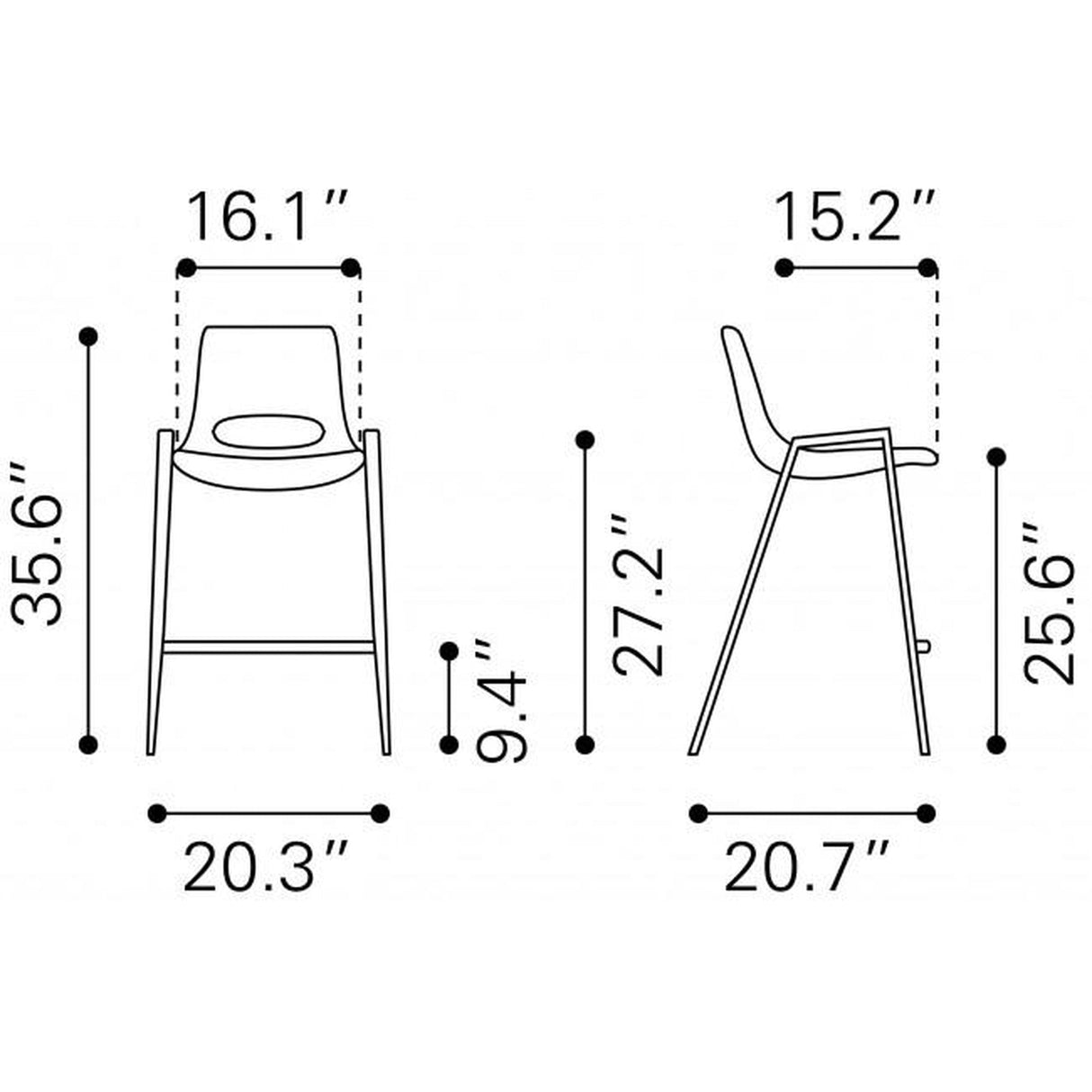 Zuo Desi Counter Chair - Set Of 2