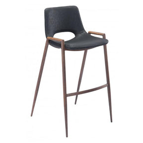 Desi Bar Chair Set of 2 Vinyl Seat & Walnut Legs Mid-Century | Zuo Modern