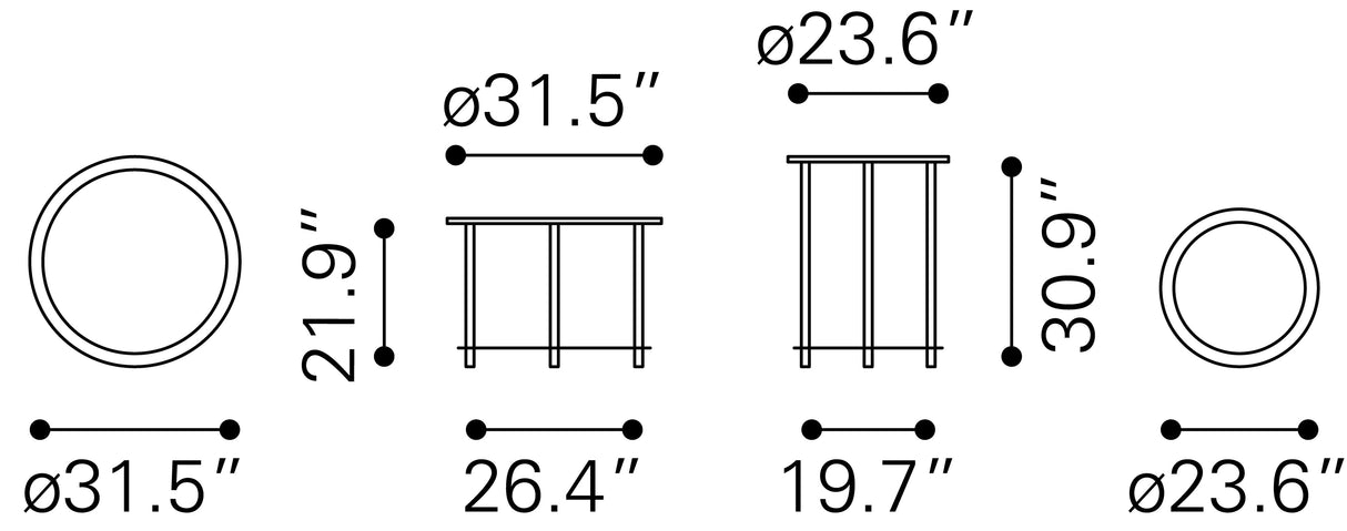 Zuo Davis Coffee Tables - Set Of 2