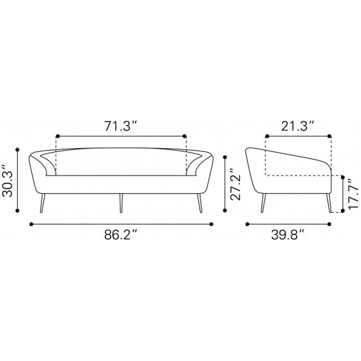 Zuo Luna Sofa White & Gold