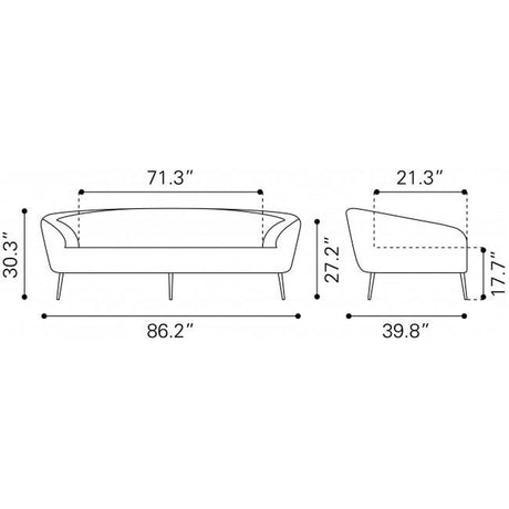 Zuo Luna Sofa White & Gold