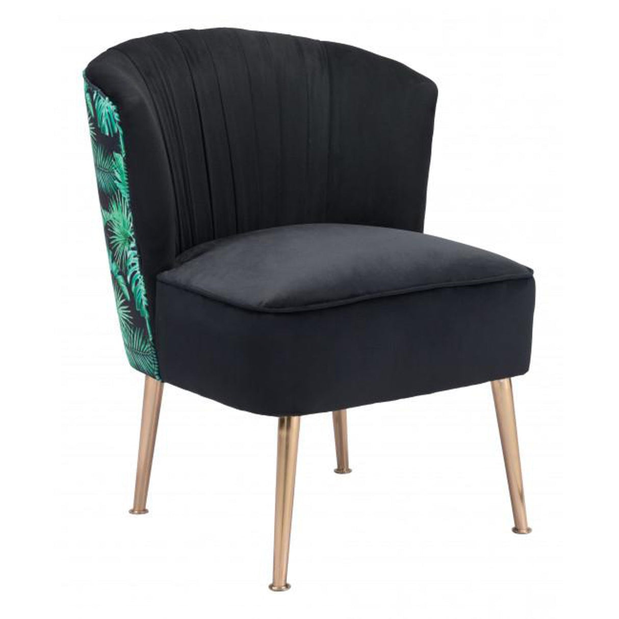 Zuo Tonya Accent Chair Black, Gold & Tropical Print