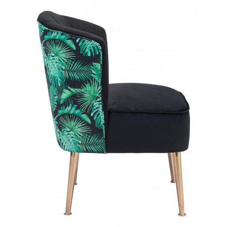 Zuo Tonya Accent Chair Black, Gold & Tropical Print