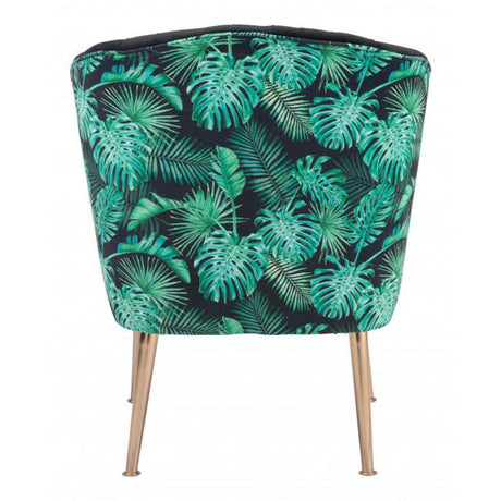 Zuo Tonya Accent Chair Black, Gold & Tropical Print