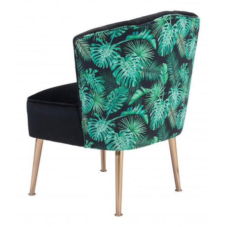 Zuo Tonya Accent Chair Black, Gold & Tropical Print